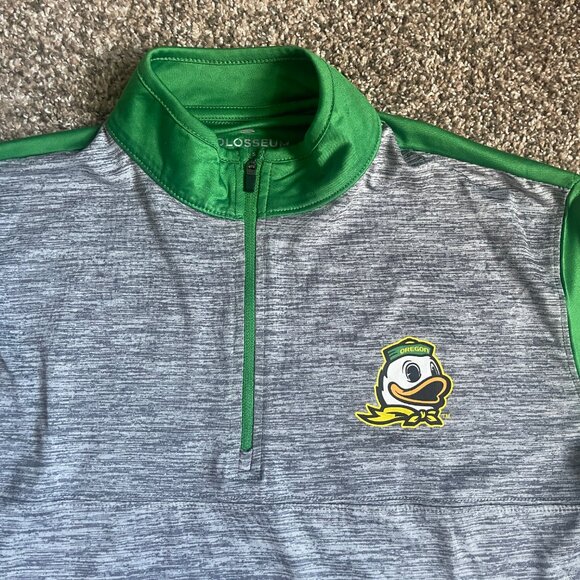 Men's Colosseum Heathered Gray/Green Oregon Ducks Prospect Quarter-Zip Jacket, S - Picture 4 of 7